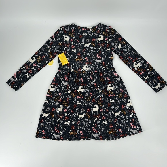 Girl Unicorn Fox Flora Black Flare Dress - Picture 6 of 8